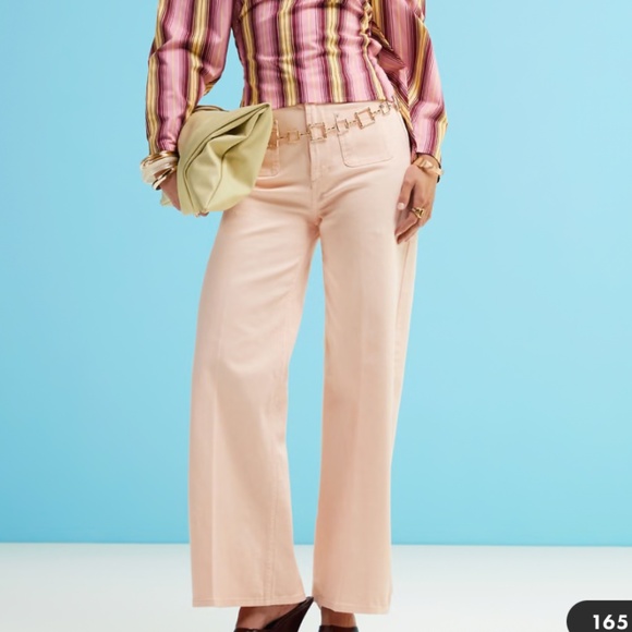 NWT- ASOS DESIGN Crop Wide Leg Jeans with Front Pockets in Apricot Women's Size - Picture 1 of 9